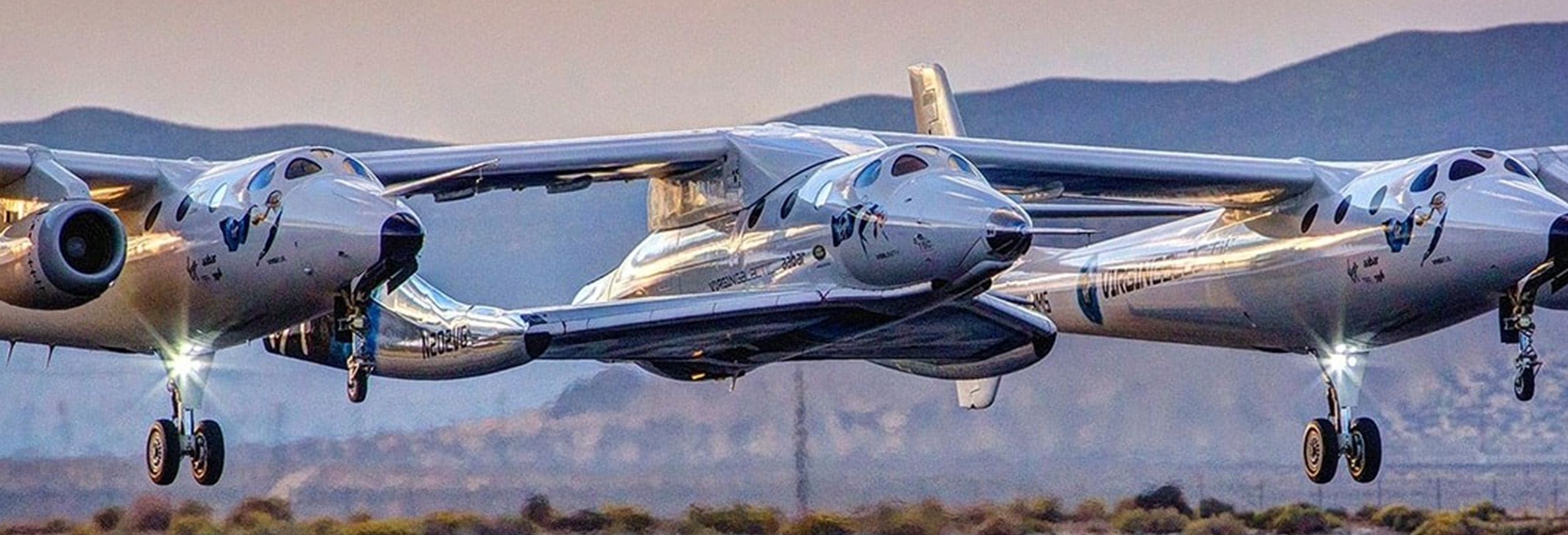 Virgin Galactic spaceship with Aveo lights