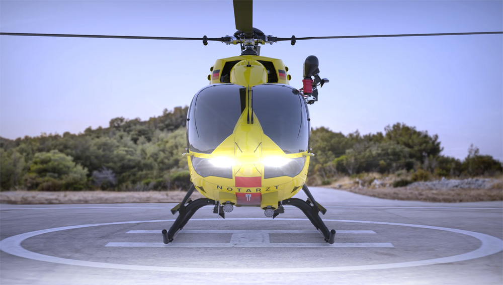 Aveo awareness lights on a helicopter skid