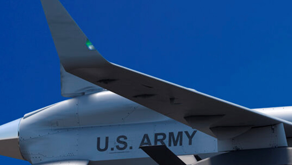 Aveo custom lighting under a US Army aircraft