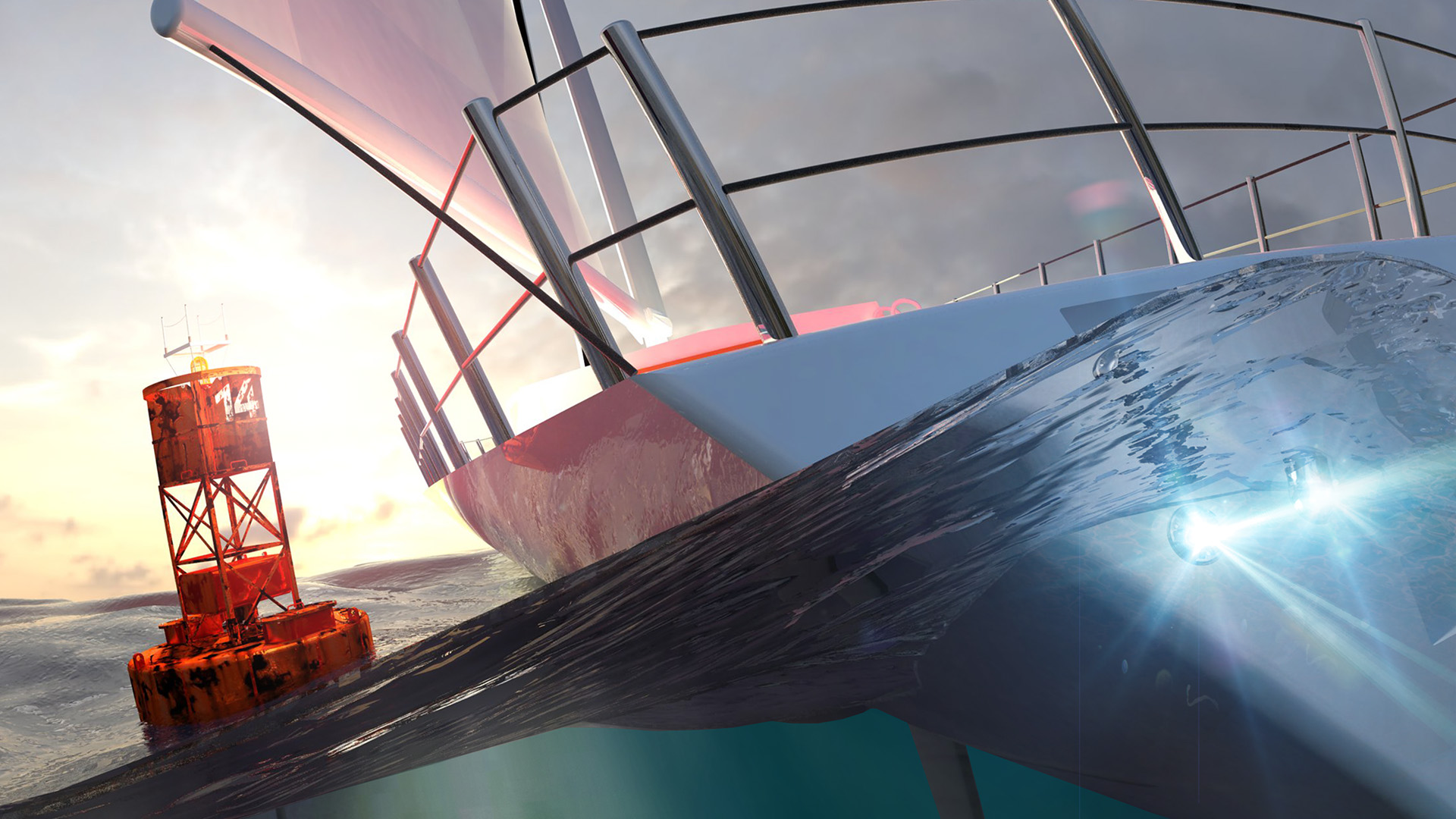 AveoShark yacht design sketch with a mast-light pod detail