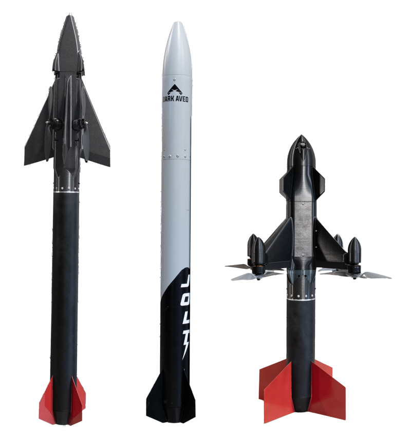 The three AveoJolt rocket-drones, ConeHead, Jolt and Mayhem