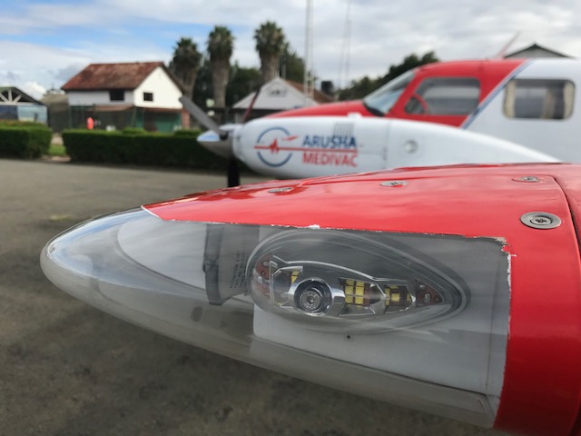 Aveo wingtip light on the Arusha Medivac aircraft